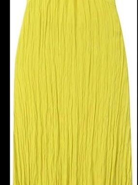 Zara Lemon Yellow Crinkle Maxi Skirt